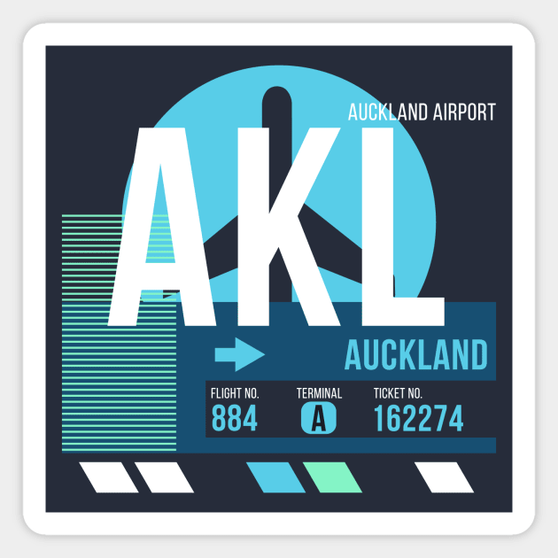 Auckland (AKL) Airport // Sunset Baggage Tag Magnet by Now Boarding